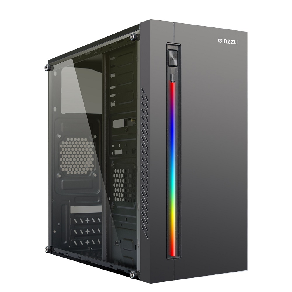 

Корпус Ginzzu D370 RGB, mATX, Mini-Tower, черный, без БП (4894183308109), D370 RGB