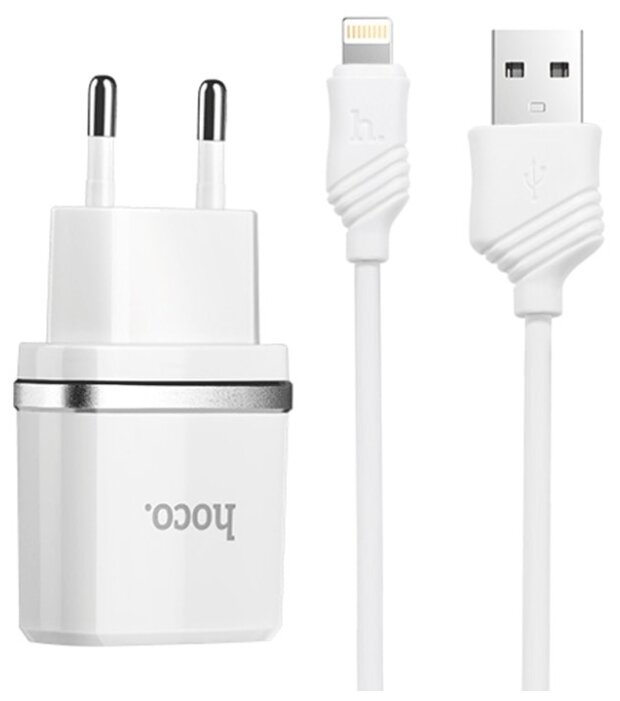 

Сетевое зарядное устройство Hoco C11, 1USB, 1A, белый, кабель Lightning, C11