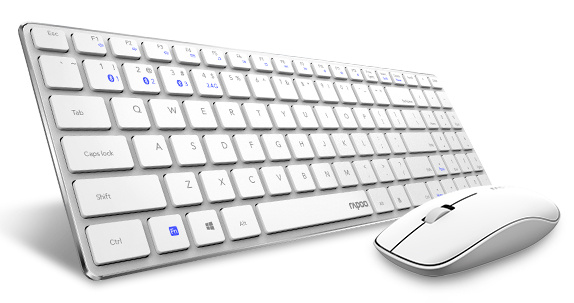 Клавиатура + мышь Rapoo 9300M, беспроводная, USB, белый (18479)