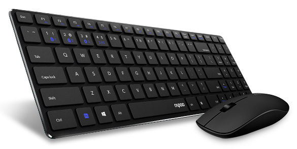 Клавиатура + мышь Rapoo 9300M, беспроводная, USB, черный (18467)