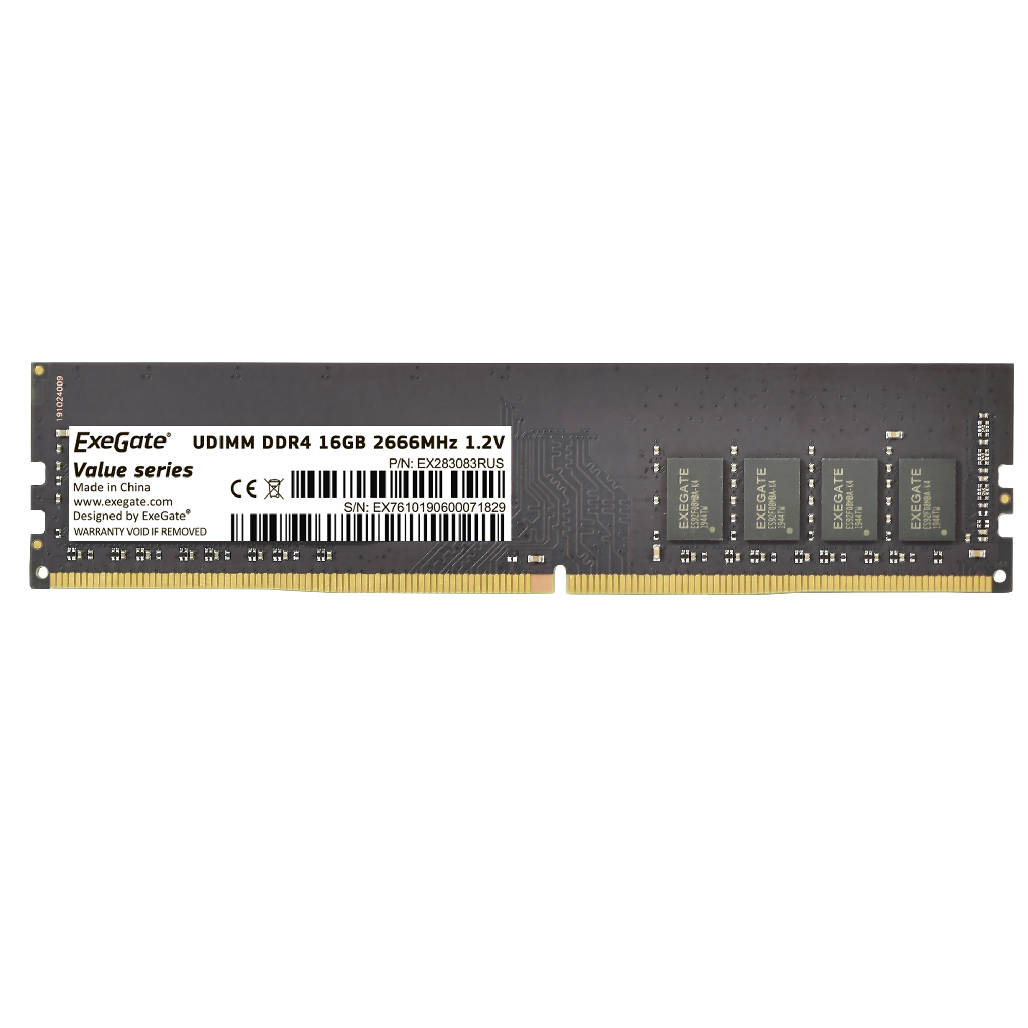 Память DDR4 DIMM 16Gb, 2666MHz ExeGate (EX283083RUS)