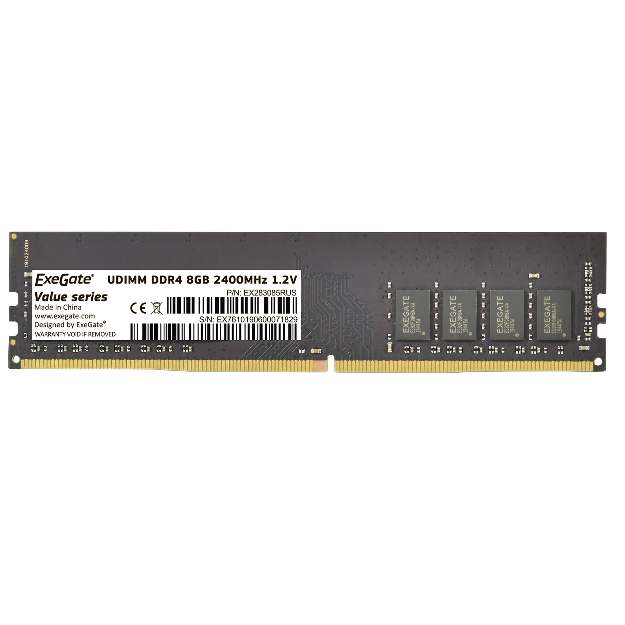 Память DDR4 DIMM 8Gb, 2400MHz ExeGate (EX283085RUS)
