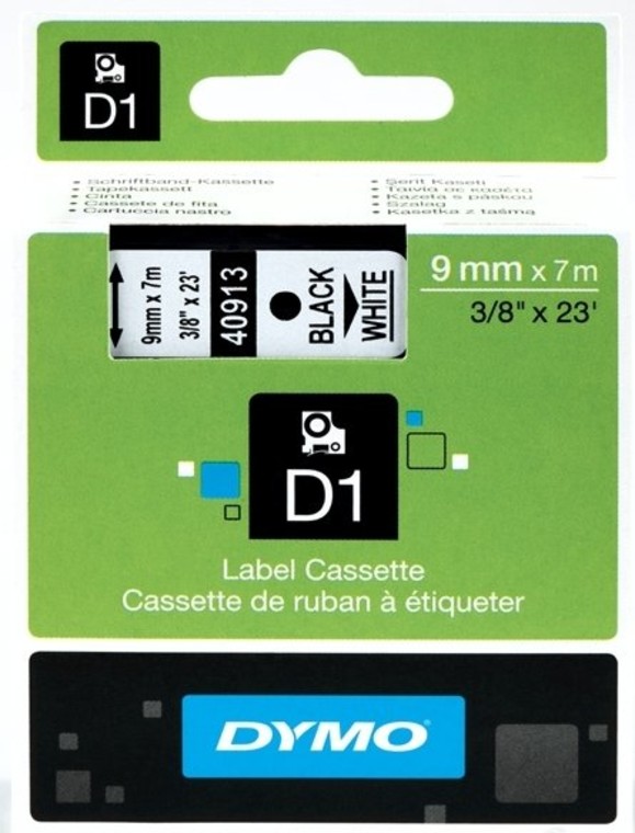 

Кассета с лентой DYMO, 9 мм x 7 м, черный на белом, оригинальная (S0720680/40913)