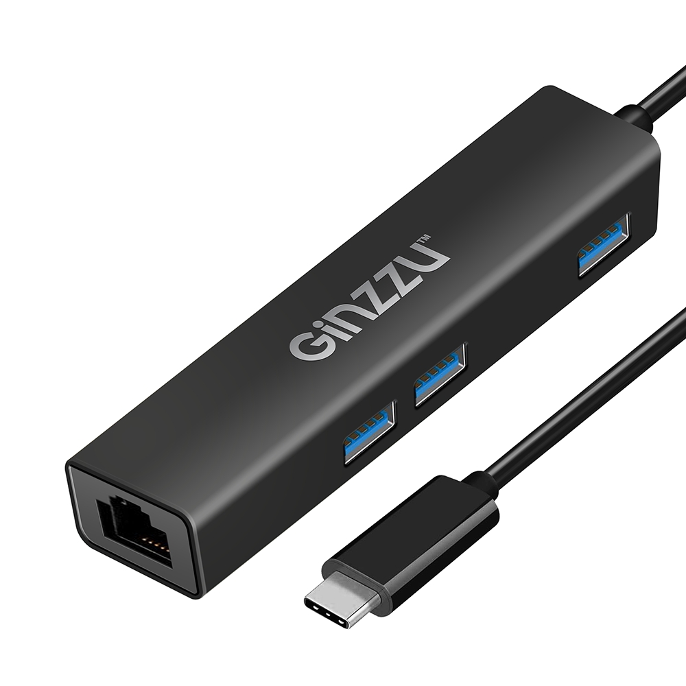 

Концентратор Ginzzu GR-765UB, 3xUSB 3.0, черный + Ethernet RJ45 (GR-765UB), GR-765UB