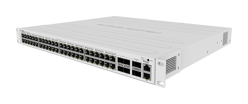 Коммутатор MikroTik Cloud Router Switch 354-48P-4S+2Q+RM, управляемый, кол-во портов: 48x1 Гбит/с, SFP+ 4x10 Гбит/с, кол-во SFP/uplink: QSFP+ 2x40 Гбит/с, установка в стойку, PoE: 48x30Вт (макс. 700Вт) (CRS354-48P-4S+2Q+RM)