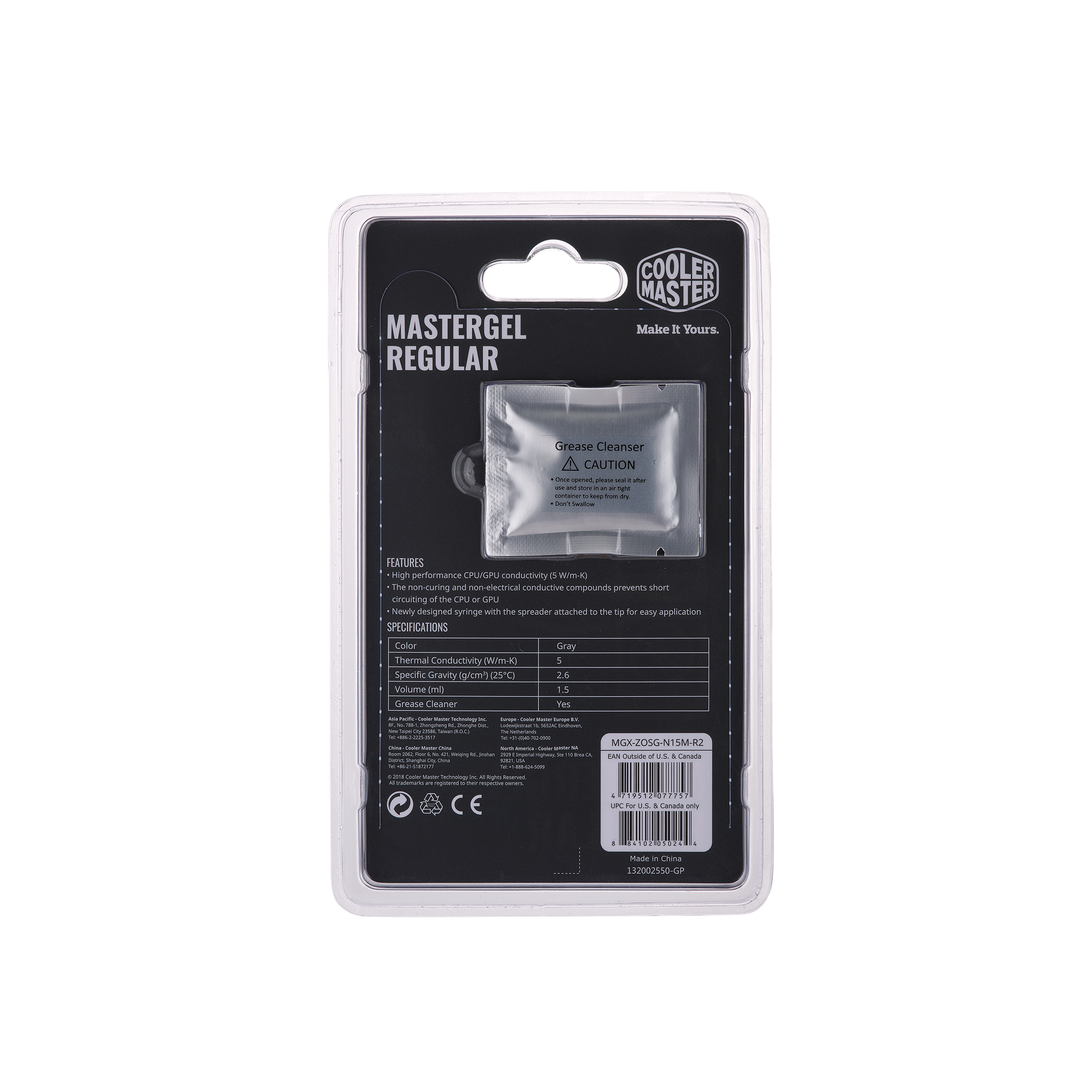 Термопаста Cooler Master MasterGel Regular, 5 Вт/м·К, 1.5 г  (MGX-ZOSG-N15M-R2), 784685 купить по цене 325 руб в Томске в  интернет-магазине e2e4