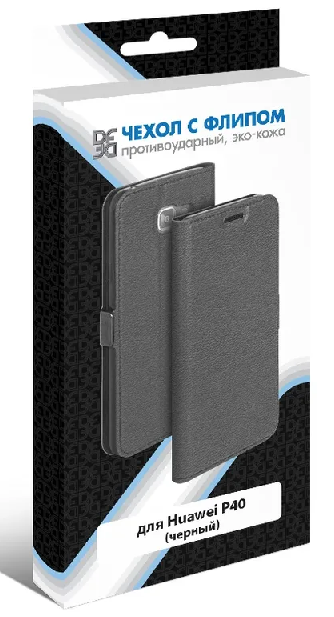 

Чехол-книжка DF для смартфона Huawei P40, искусственная кожа, черный (DF hwFlip-80)