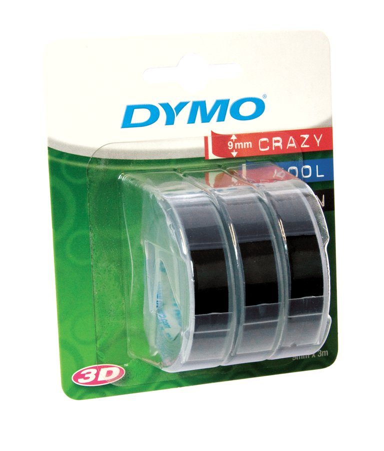 Кассета с лентой DYMO, 9 мм x 3 м, кассет в упаковке: 3 шт., белый на черном, оригинальная (S0847730)