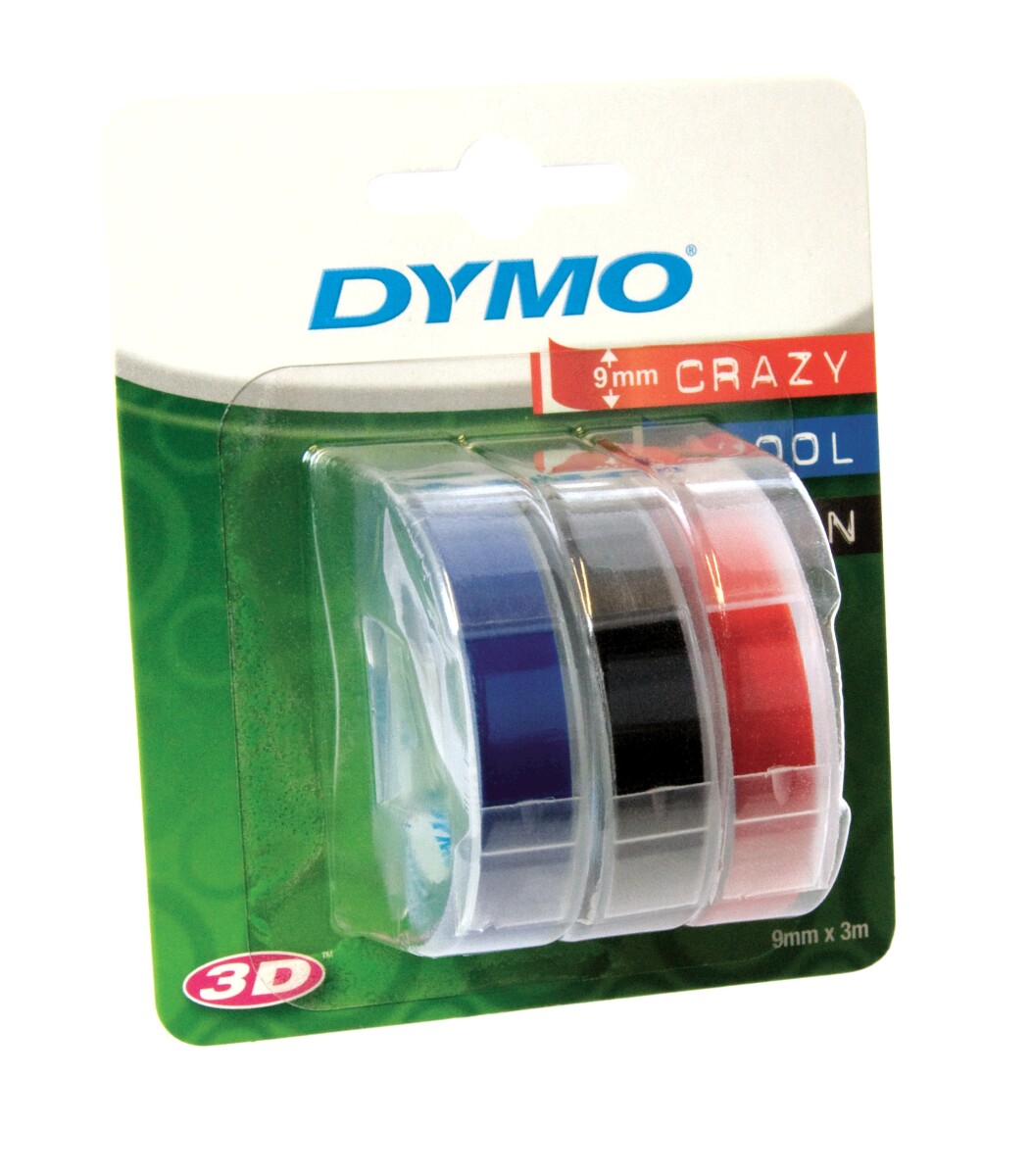 Кассета с лентой DYMO, 9 мм x 3 м, кассет в упаковке: 3 шт., белый на синий/черный/красный, оригинальная (S0847750)