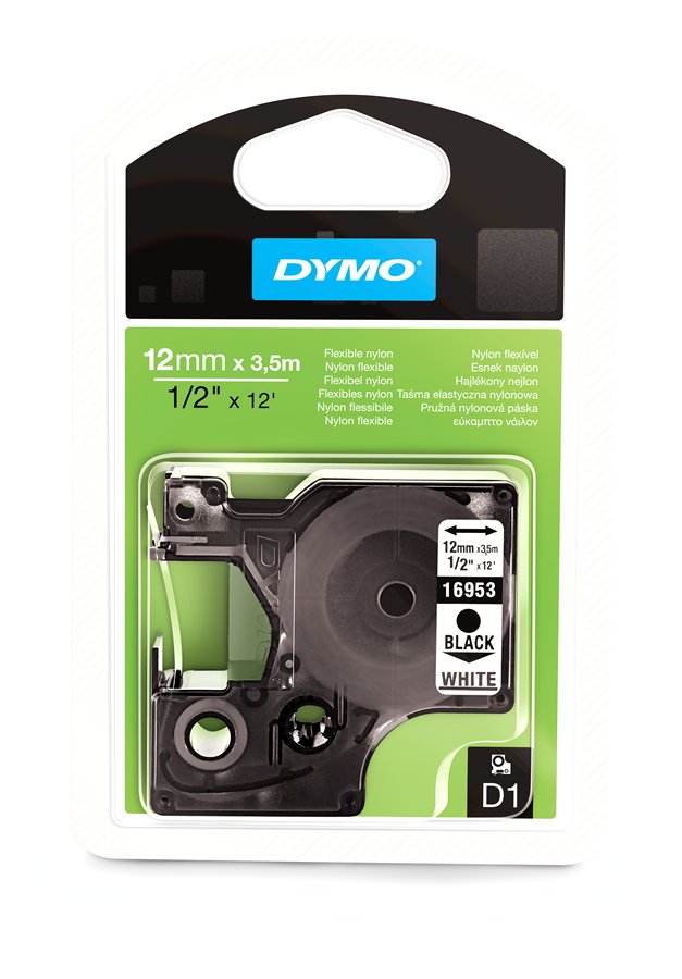 Кассета с лентой DYMO, 1.2 см x 3.5 м, черный на белом, оригинальная (S0718040)