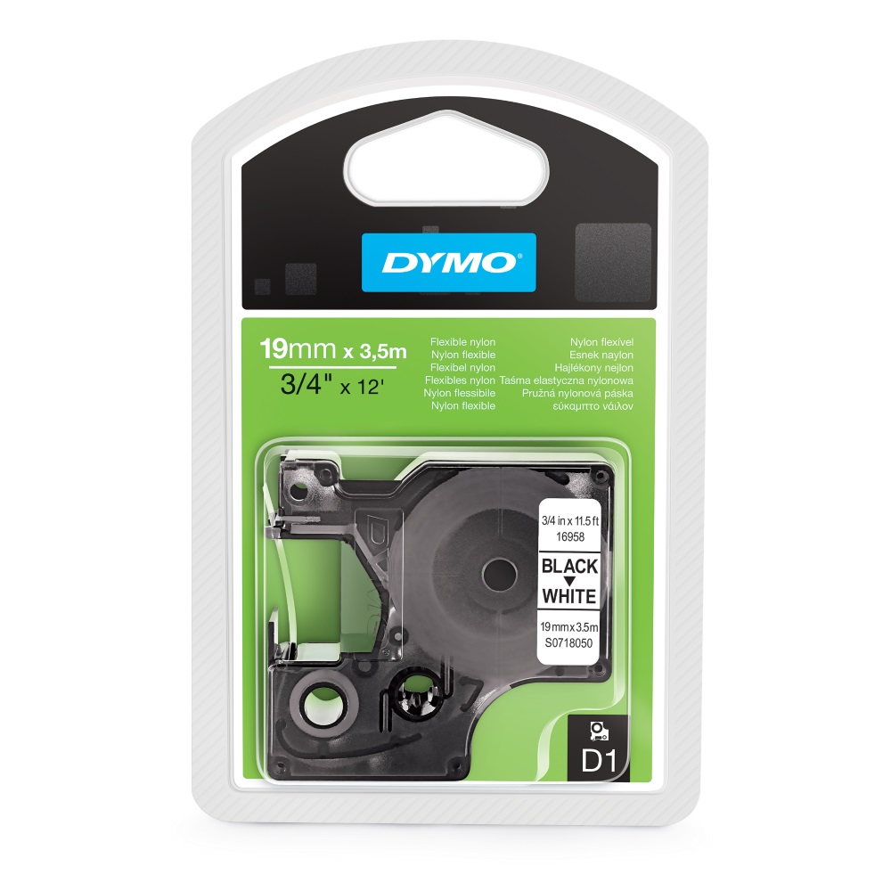 Кассета с лентой DYMO, 1.9 см x 3.5 м, черный на белом, оригинальная (S0718050)