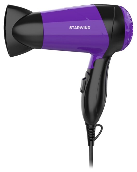 

Фен Starwind SHP6102 1600Вт, 2 режима, петля для подвешивания, фиолетово-черный (SHP6102), SHP6102