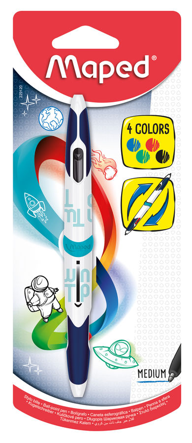 Ручка шариковая автомат Maped TWIN TIP, синий/черный/красный/зеленый, пластик, блистер (229120)