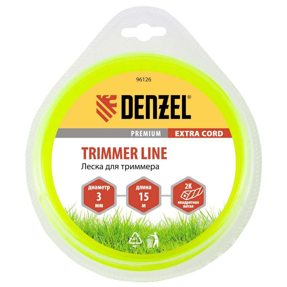 

Леска триммерная Denzel Extra Cord, квадрат 3ммx15м (96126)