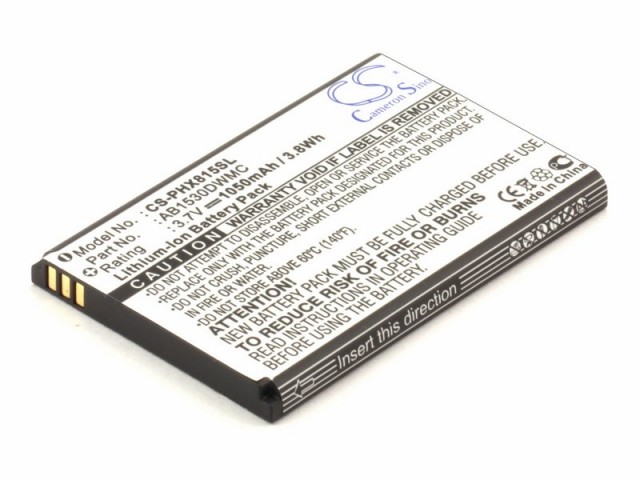 

Аккумулятор CameronSino CS-PHX815SL для Philips AB1530DWMC, AB1530SWMC, Li-Ion, 1050mAh, 3.7V (P104.01307), CS-PHX815SL