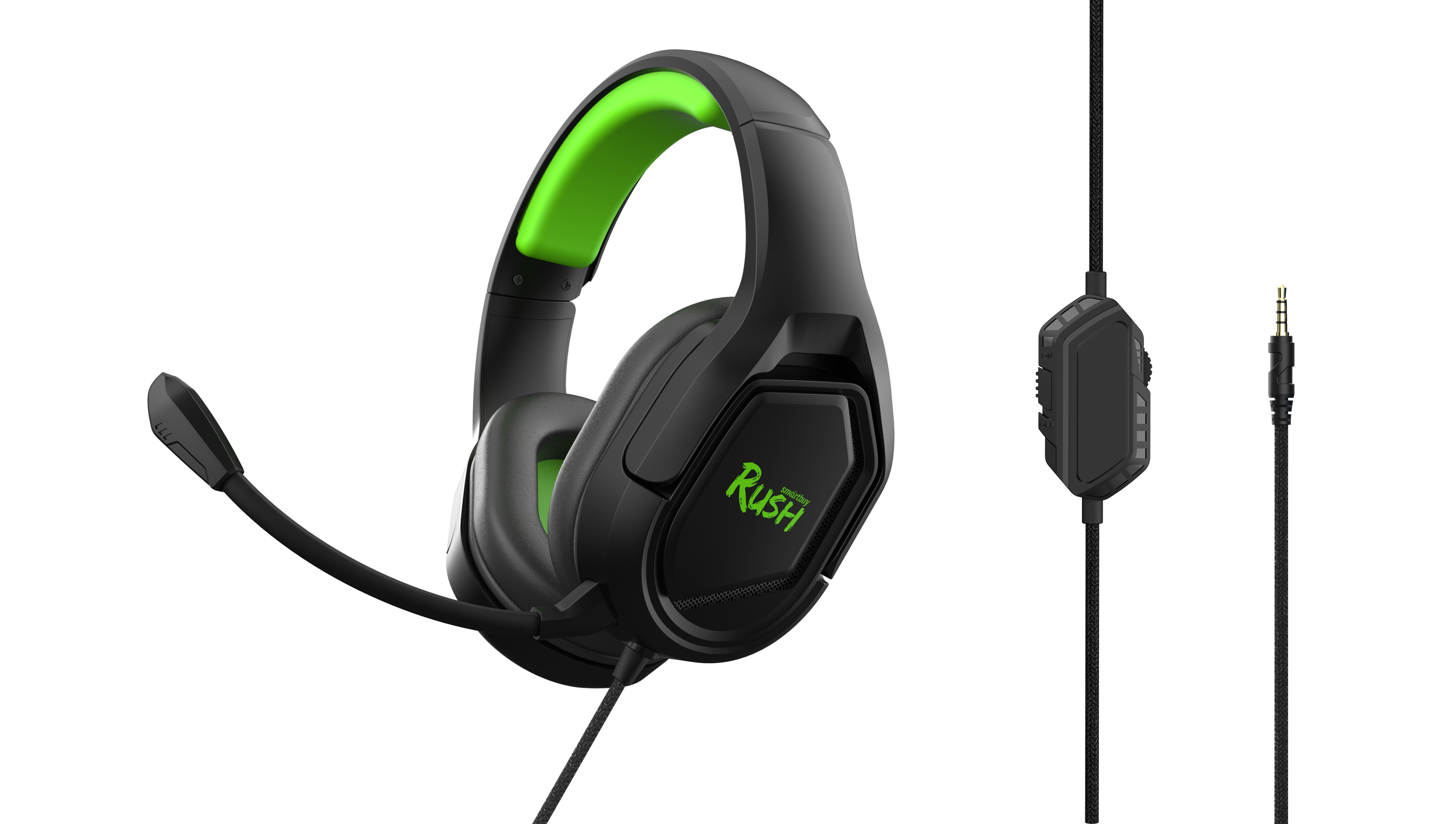 

Проводная гарнитура SmartBuy RUSH STRIKE'EM, Jack 3.5mm, черный/зеленый (SBHG-9720), RUSH STRIKE'EM