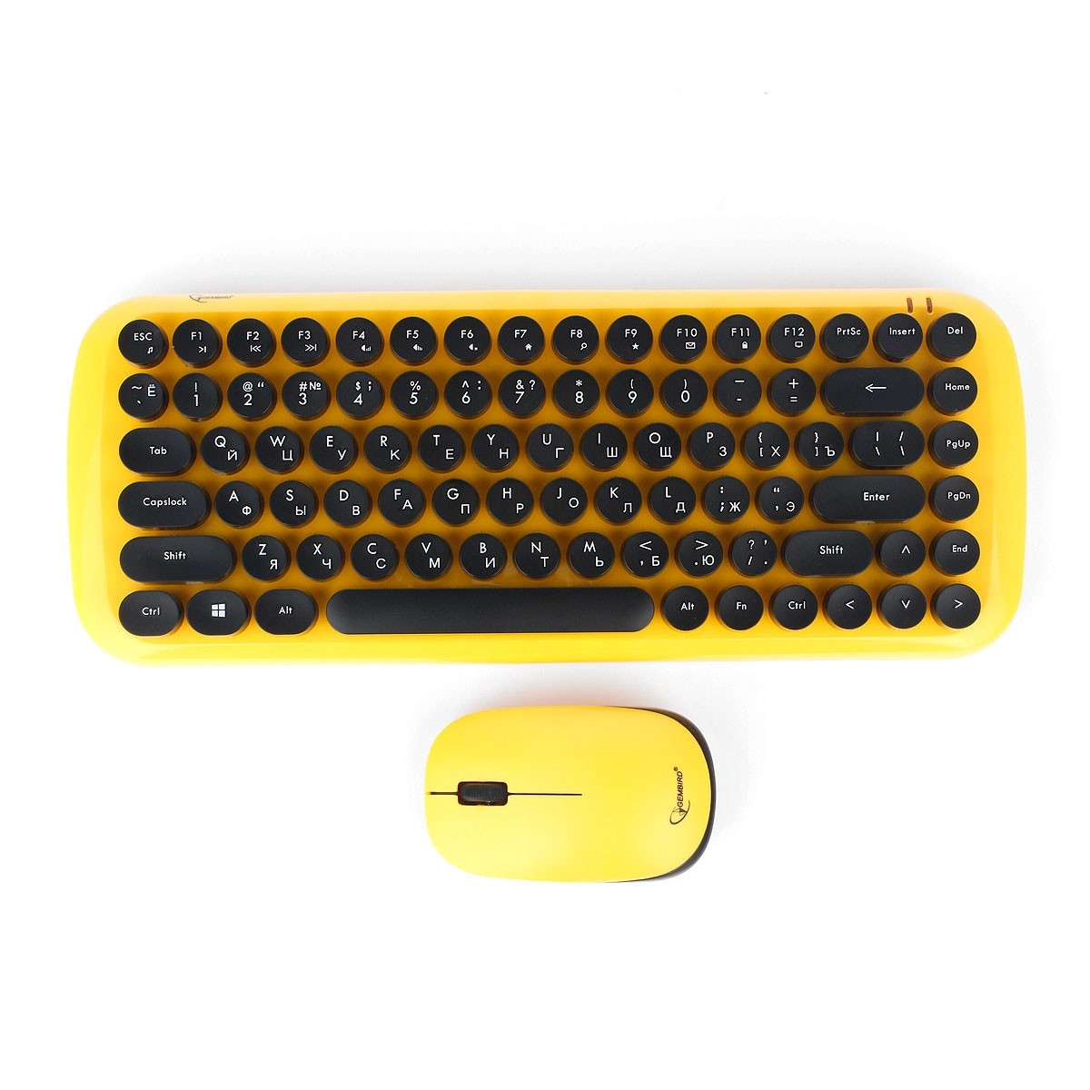 Клавиатура + мышь Gembird KBS-9000, беспроводная, USB, желтый
