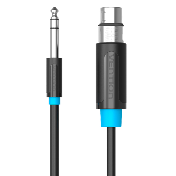 

Кабель Jack 6.35mm(M)-XLR(F), 2м, черный Vention акустический (BBEBH)
