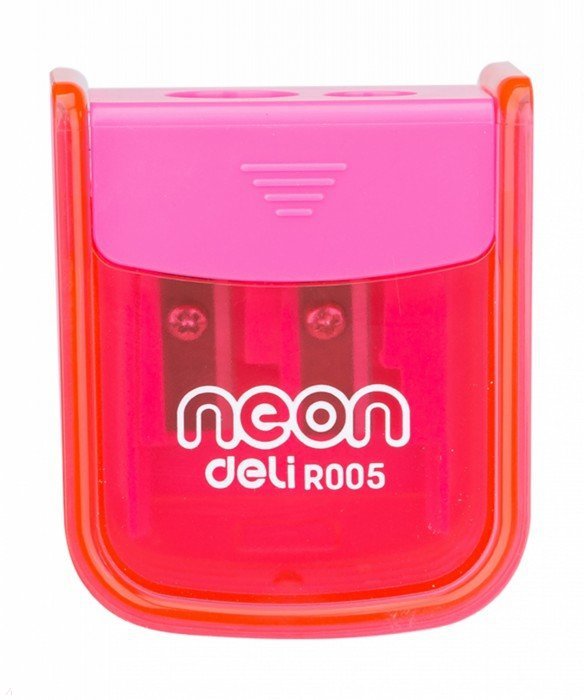 

Точилка для карандашей механическая Deli ER00500 Neon, контейнер для стружки, 2 отверстия (1112413), ER00500 Neon