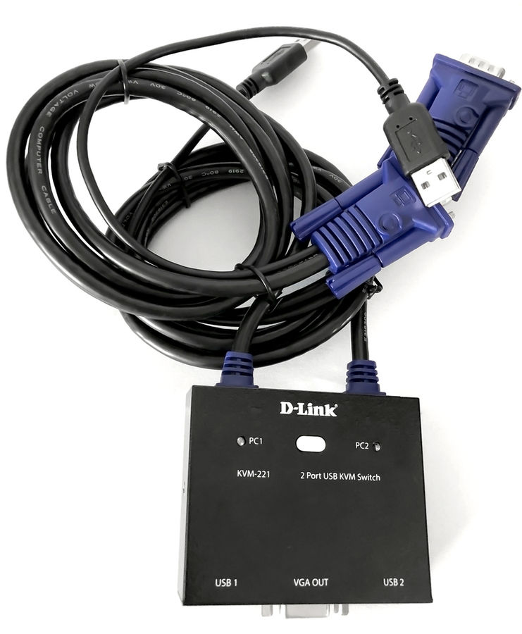 Переключатель KVM (КВМ) D-Link KVM-221, 2-ПК