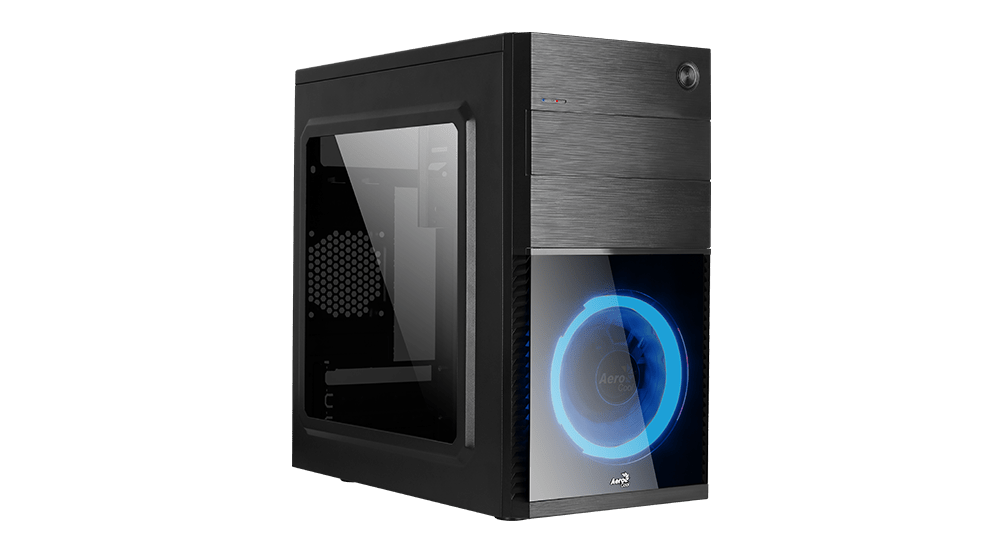 Корпус AeroCool CS-105 Blue, mATX, Mini-Tower, USB 3.0, черный, без БП (4718009152540)