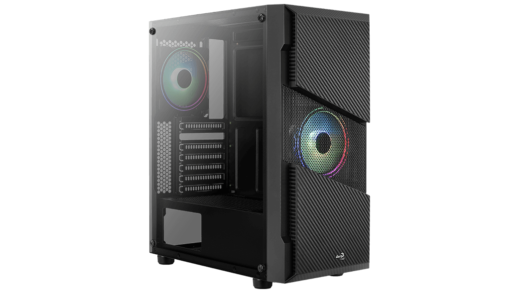 Корпус AeroCool Menace Saturn RGB, ATX, Midi-Tower, 2xUSB 3.0, черный, Без БП (RGB-G-BK-v1/4710562754186)