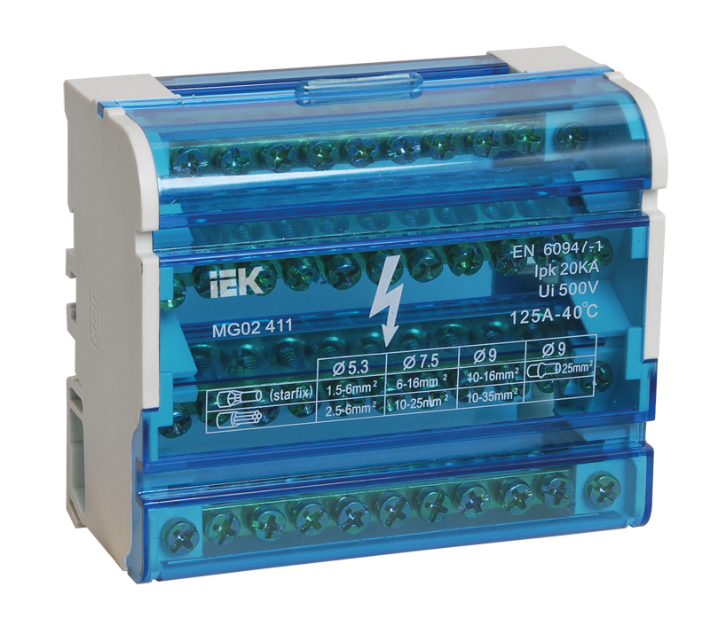 Шины на DIN-рейку в корпусе (кросс-модуль) ШНК 4х11 3L+PEN IEK (YND10-4-11-125)