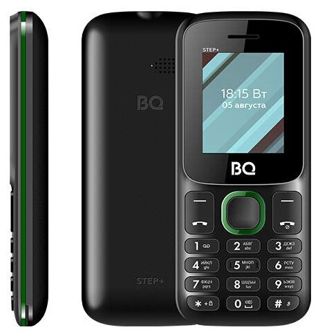 

Мобильный телефон BQ 1848 Step+, 1.77" 160x128 TN, 32Mb RAM, 32Mb, BT, 2-Sim, 600 мА·ч, черный/зеленый, 1848 Step+