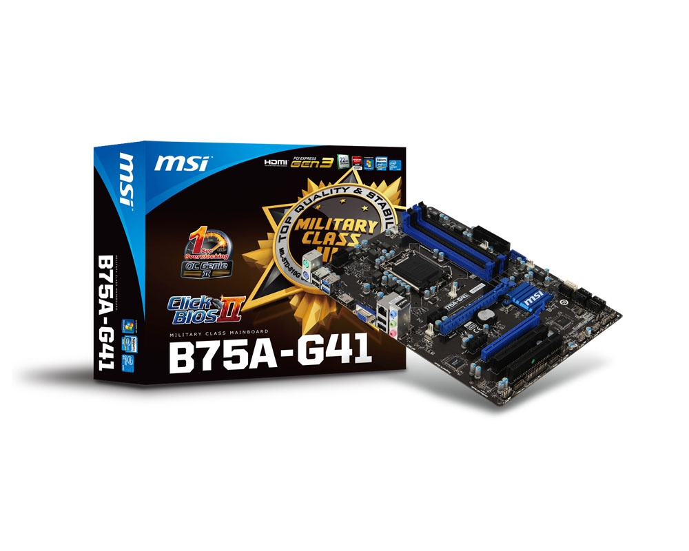 Материнская плата MSI B75A-G41, Socket1155, iB75, ATX