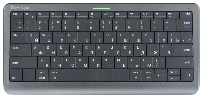

Клавиатура беспроводная Prestigio PSKEY1SGRU, ножничная, TouchPad, Bluetooth / USB, серый космос (PSKEY1SGRU), PSKEY1SGRU