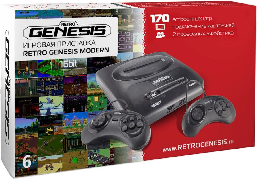 

Игровая приставка SEGA Retro Genesis Modern + 170 игр + 2 джойстика, черный (1792451), Retro Genesis Modern