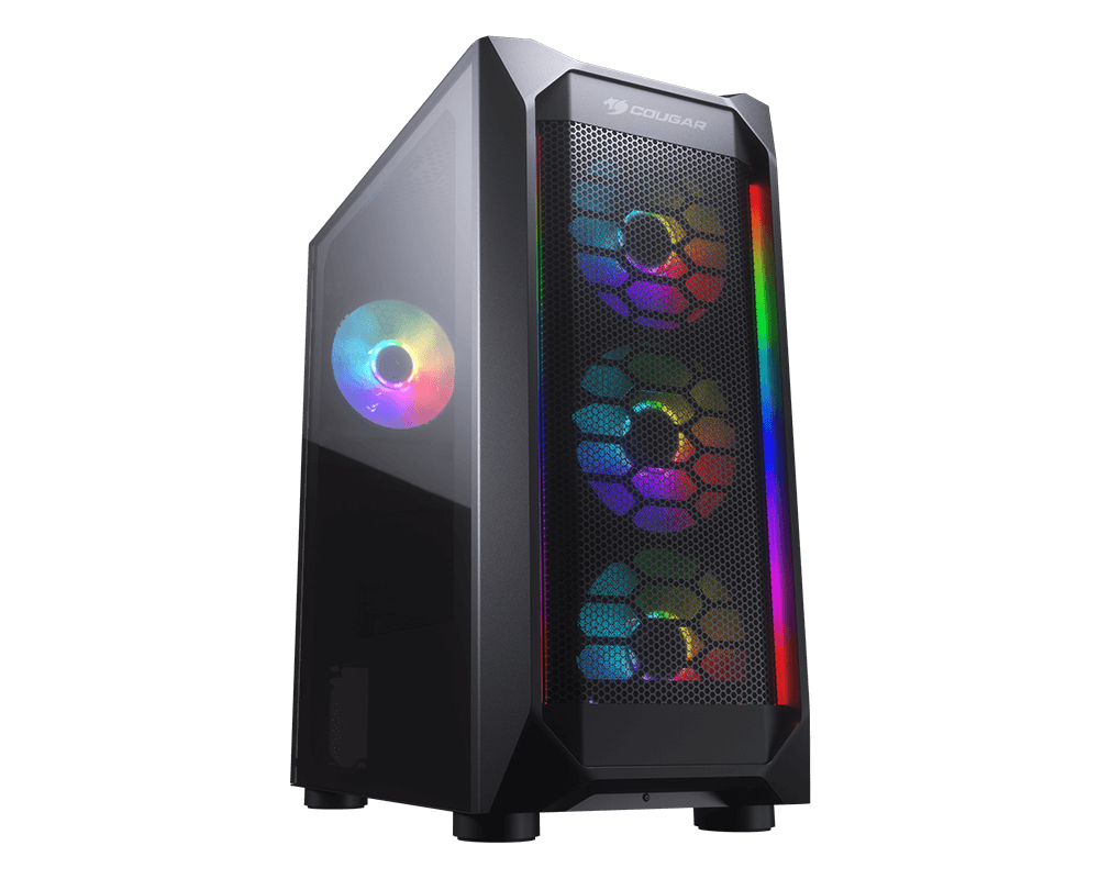 Корпус COUGAR MX410 Mesh-G RGB, ATX, Midi-Tower, 2xUSB 3.0, RGB подсветка, черный, без БП (PCCCG_MX410_Mesh_G_RGB)