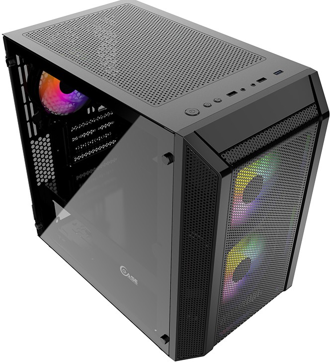 Корпус PowerCase Mistral Micro H3B Mesh LED, mATX, Micro-Tower, USB 3.0, черный, Без БП (CMIMH3B-L3)