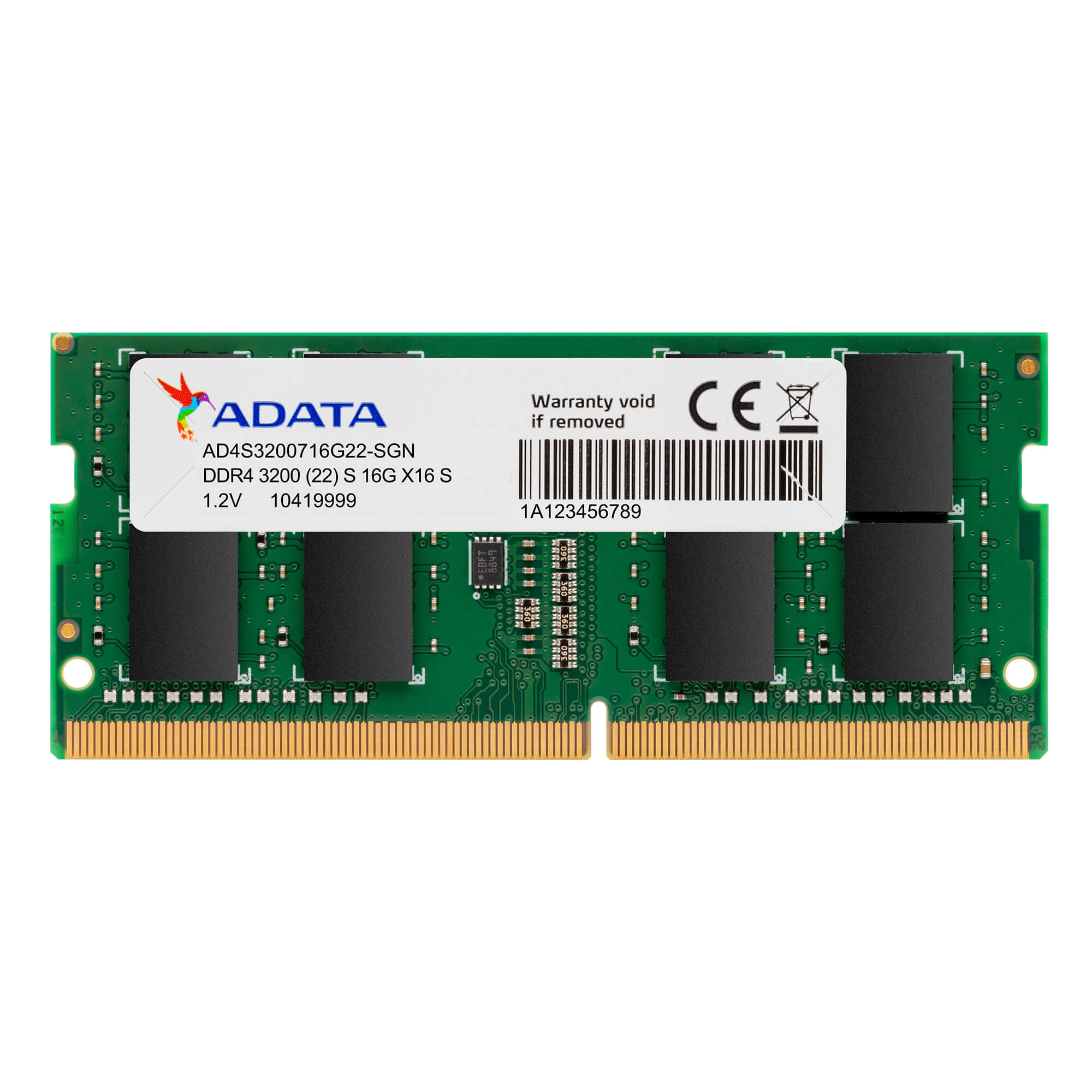 

Память DDR4 SODIMM 16Gb, 3200MHz, CL22, 1.2V ADATA Premier (AD4S3200716G22-SGN), AD4S3200716G22-SGN