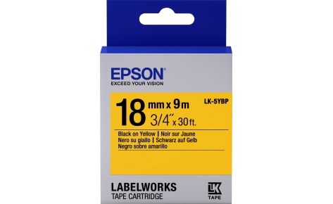 Картридж с лентой Epson LK-5YBP, 18ммx9м, черный на желтом, оригинальная (C53S655003)