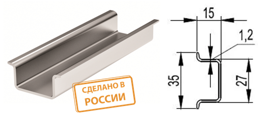 DIN-рейка TDM, 1м, усиленная, оцинкованная сталь (SQ0804-0032)