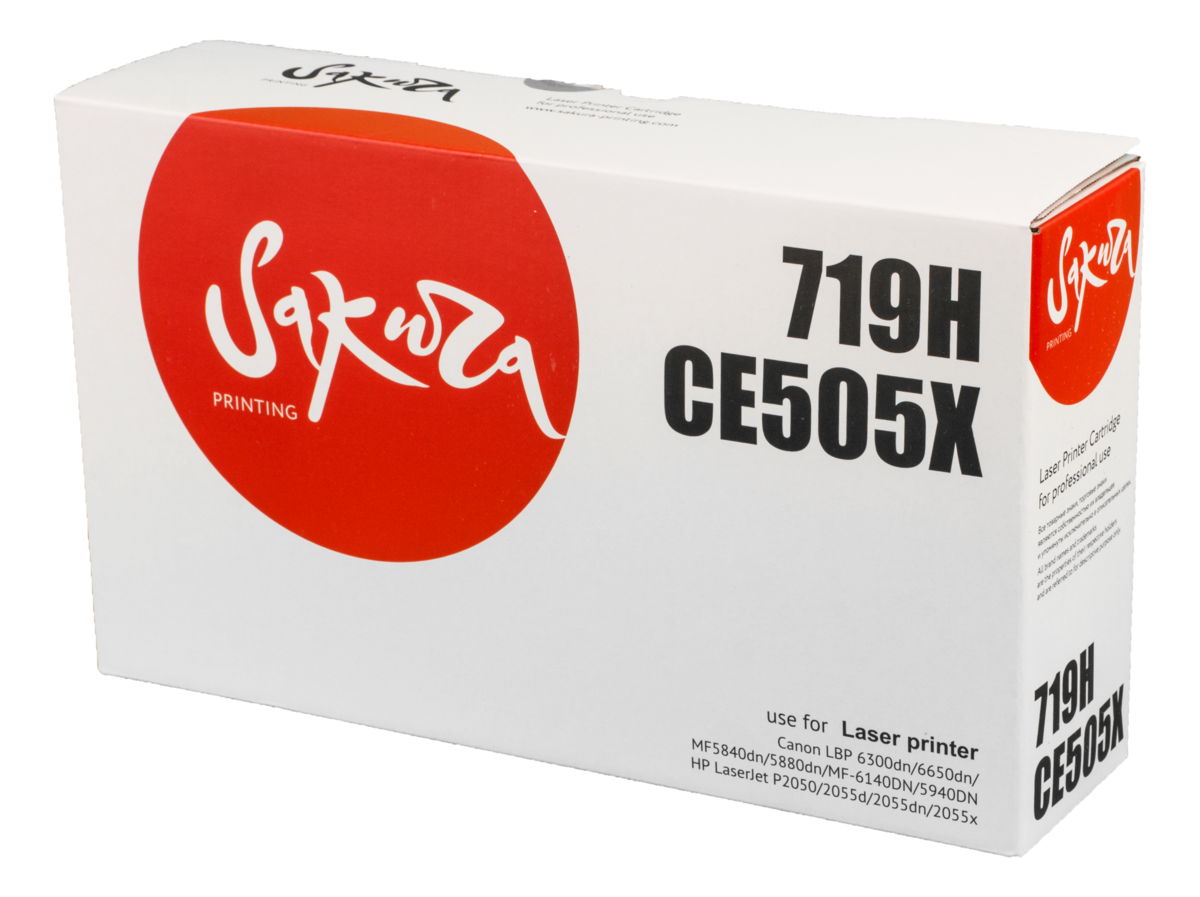 

Картридж лазерный Sakura SACRG719H/CE505X (CRG719H/05X/3480B002/CE505X), черный, 6400 страниц, совместимый для LBP 6300dn/6650dn, MF 5840dn/5880dn, MF-6140DN,5940DN, LJ P2050/2055d/2055dn/2055x