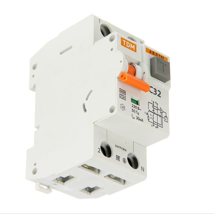 Выключатель автоматический дифференциального тока TDM АВДТ63, 2P, C, 32А, A/30мА (SQ0202-0005)
