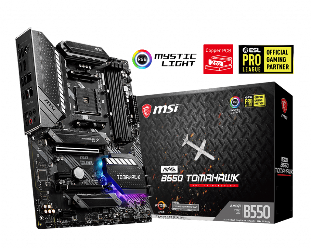 

Материнская плата MSI MAG B550 TOMAHAWK, SocketAM4, AMD B550, 4xDDR4, 2PCI-Ex16, 6SATA3, 7.1-ch, GLAN, 2.5GLAN, 5 USB 3.2, 2 USB Type-C, HDMI, DP, ATX, Retail, MAG B550 TOMAHAWK