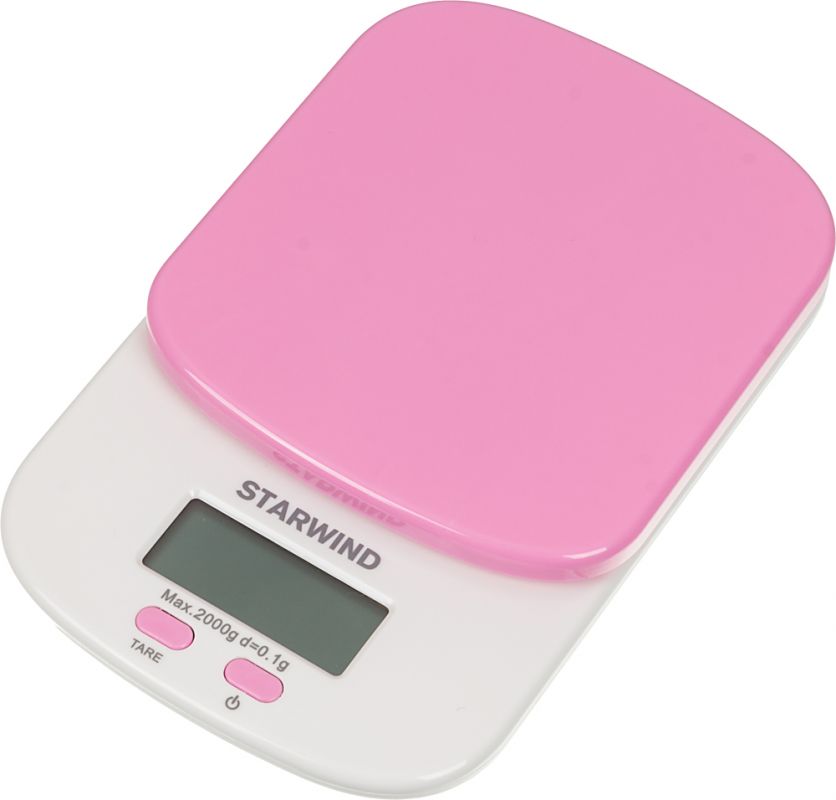 Кухонные весы электронные Starwind SSK2157 2кг, 2 ААА, розовый (SSK2157)