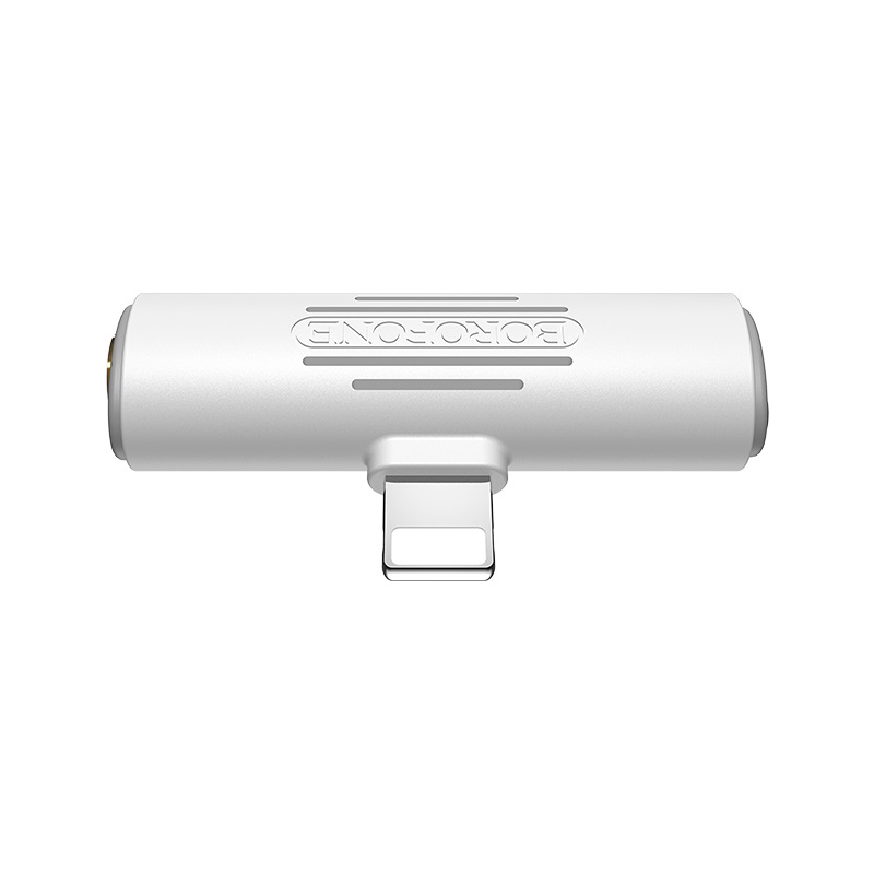 

Переходник (адаптер) Lightning 8-pin(m)-Lightning 8-pin(f)+Jack 3.5mm(f), угловой, белый Borofone BV7 (6931474701435), BV7