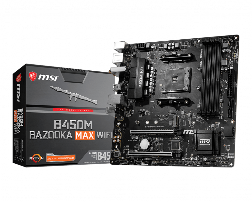 Материнская плата MSI B450M BAZOOKA MAX WIFI, SocketAM4, AMD B450, mATX