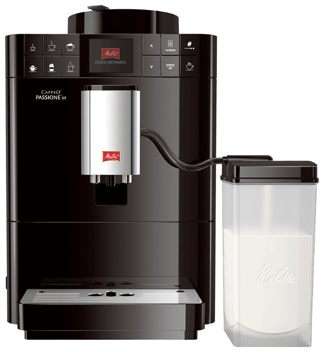 

Кофемашина автоматическая Melitta Caffeo Passione Onetouch F 531-102, зерновой, 1.2л, автоматический капучинатор, дисплей, черный/серебристый, 1450Вт (21548), Passione Onetouch F 531-102