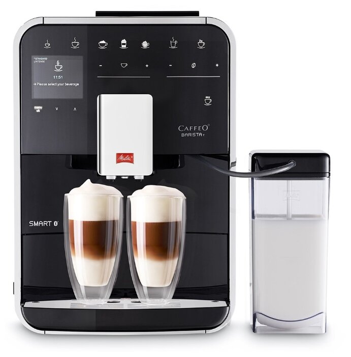 Кофемашина автоматическая Melitta Caffeo Barista T Smart F 830-102, зерновой / молотый, 1.8л, автоматический капучинатор, дисплей, управление со смартфона, черный, 1450Вт (21780)