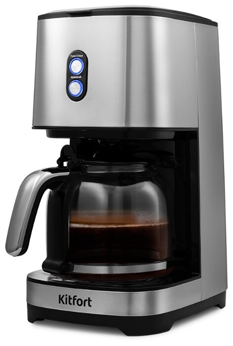 

Кофеварка капельная Kitfort KT-750, 900 Вт, кофе молотый, 1.5 л/1.5 л, черный/серебристый, KT-750