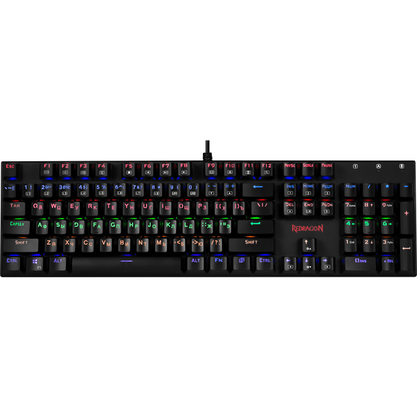 

Клавиатура проводная Redragon RUDRA, механическая, OUTEMU+BLUE, подсветка, USB, черный, RUDRA