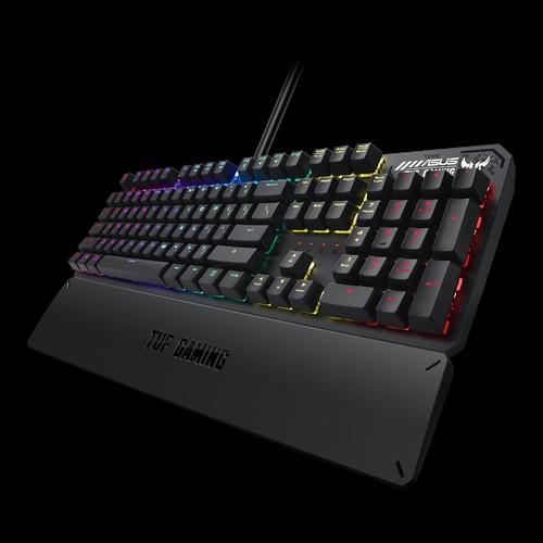 Клавиатура проводная ASUS TUF Gaming K3, механическая, Kaihua RED, подсветка, USB, черный (90MP01Q0-BKRA00)