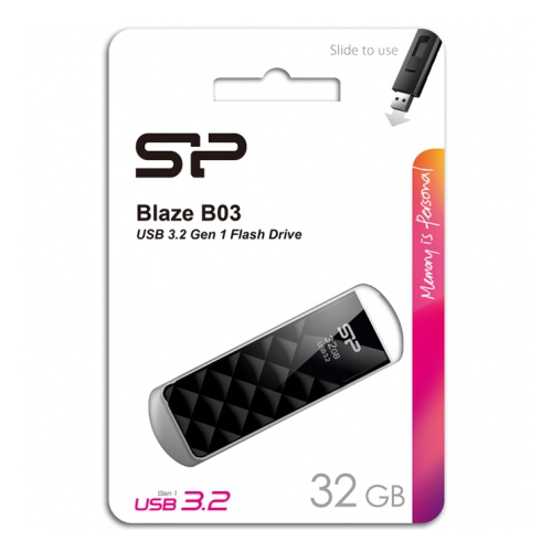 

Флешка 32Gb USB 3.2 Silicon Power Blaze B03, черный (SP032GBUF3B03V1K), B03