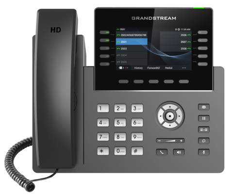 

VoIP-телефон Grandstream GRP2615, 10 линий, 5 SIP-аккаунтов, цветной дисплей, PoE, серый, GRP2615