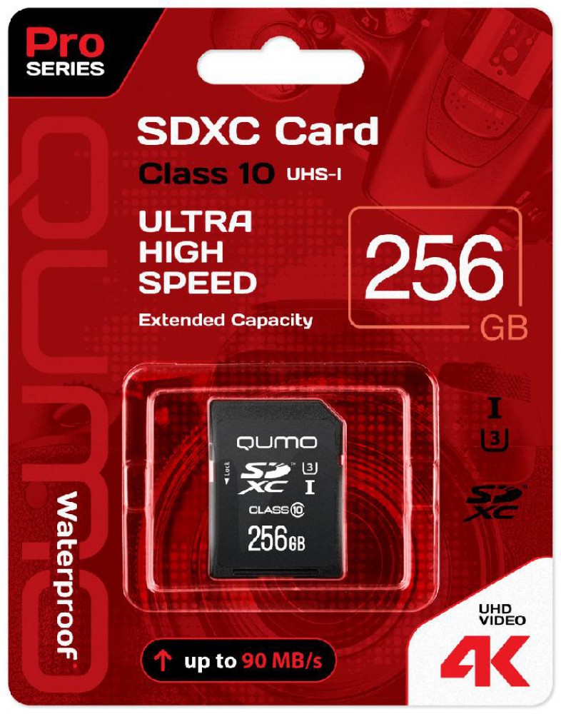 Карта памяти 256Gb SDXC Qumo Pro Class 10 UHS-I U3 (QM256GSDXC10U1)
